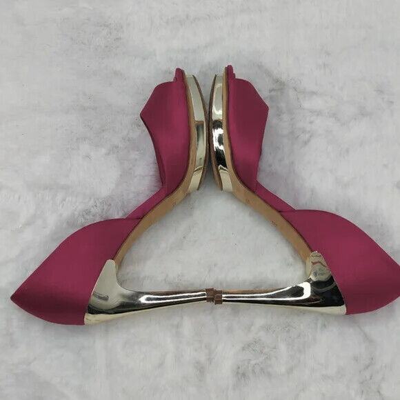 BCBG MaxAzria Hot Pink Satin peep toe pumps sz 5.5 - Picture 6 of 11
